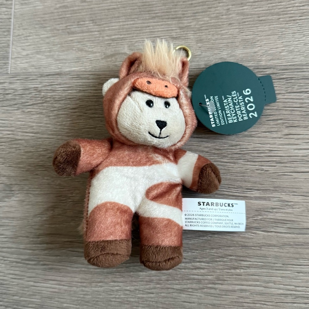 🆕 Starbucks Lunar New Year of the Horse Plush Bearista Keychain & Bag Charm